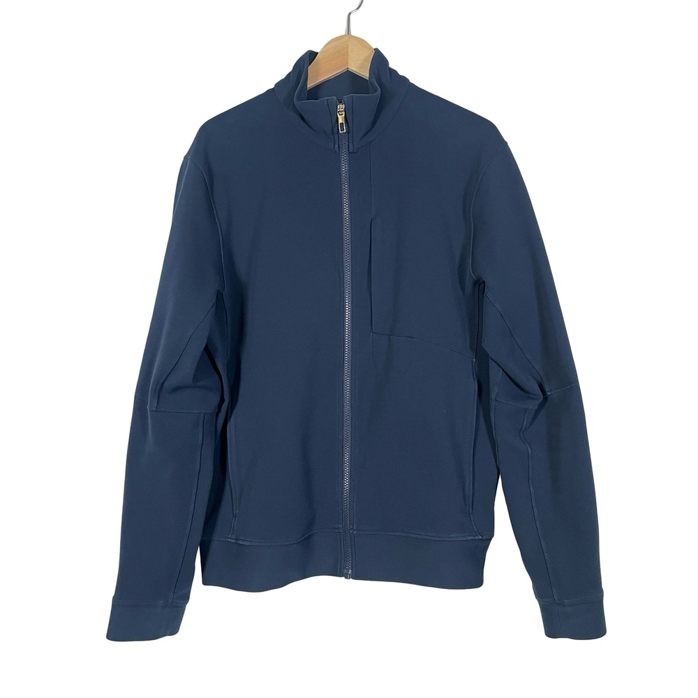 Lululemon Sojourn Full Zip Jacket Blue Warpstreme Mock Neck Mens Large